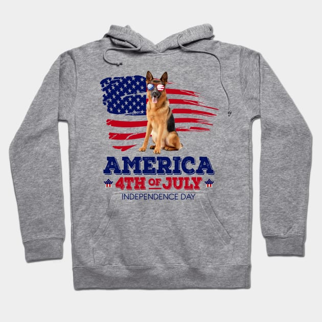 German Shepherd Flag USA - America 4th Of July Independence Day Hoodie by bunnierosoff21835